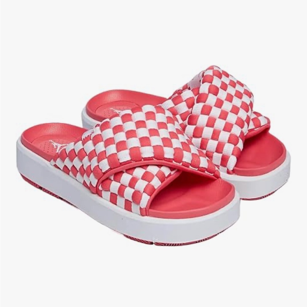 👡Jordan Women's Coral & White Checkered Slide Sandals